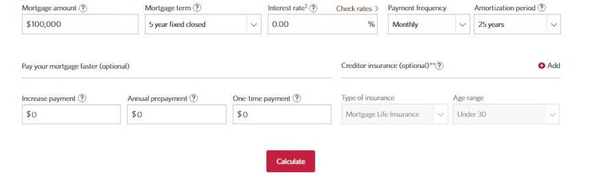 CIBC Mortgage Payment Calculator